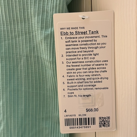 Lululemon Ebb to Street Cropped Racerback Tank Top, size 4, new - Picture 3 of 3
